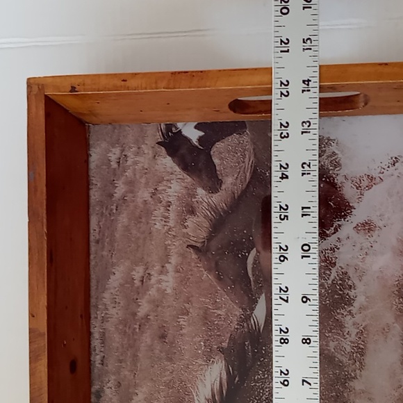 Rustic Western Wooden Serving Tray With Robert Dawson Photograph Of Wild Horses - Picture 4 of 9